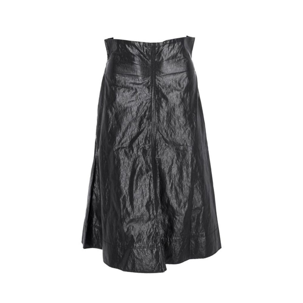 Philosophy di Lorenzo Serafini Faux Crinkled Leather A-line Skirt in Black